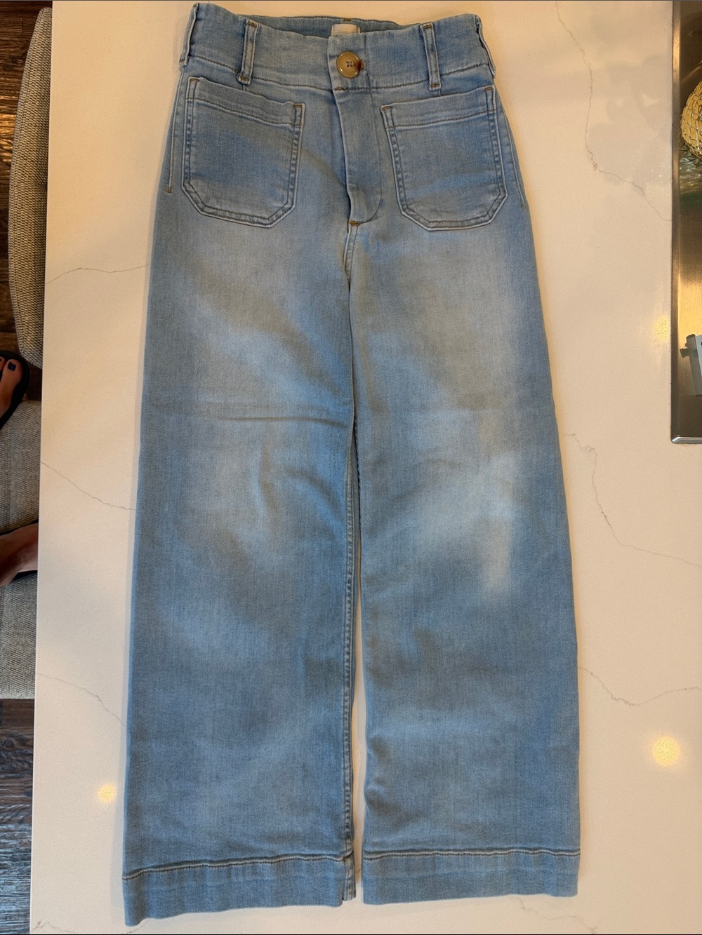The Collette Denim Cropped Wide-Leg Jeans by Maeve